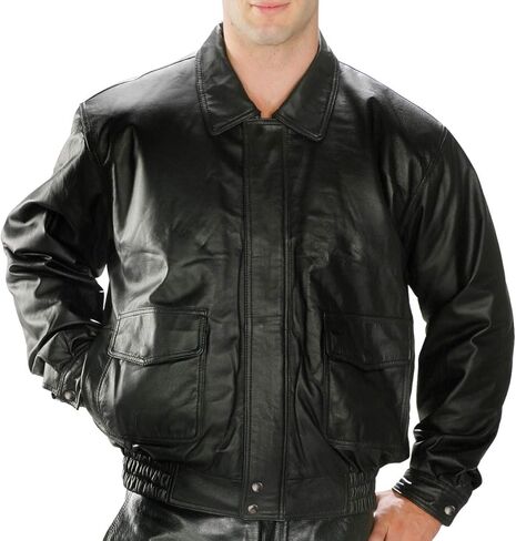 Milwaukee Leather LKM1704 Men's Classic Aviator Style Bomber Black Leather Fashion Coat Jacket in Saudi Arabia