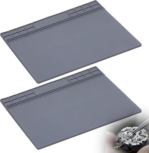 2 Pcs Watch Repair Mat, Non Slip Rubber Mat, 13.9X 10in, Watch Repair Table Mat, Watchmaker Maintenance Accessory, for Cellphone, Computer, PCB Board Electronic Repair Mat, Gray in Saudi Arabia