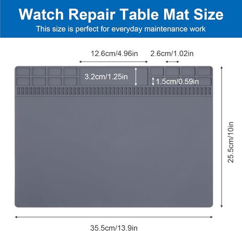 2 Pcs Watch Repair Mat, Non Slip Rubber Mat, 13.9X 10in, Watch Repair Table Mat, Watchmaker Maintenance Accessory, for Cellphone, Computer, PCB Board Electronic Repair Mat, Gray in Saudi Arabia