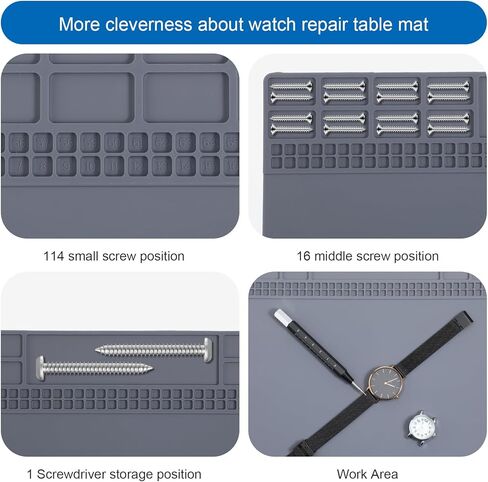 2 Pcs Watch Repair Mat, Non Slip Rubber Mat, 13.9X 10in, Watch Repair Table Mat, Watchmaker Maintenance Accessory, for Cellphone, Computer, PCB Board Electronic Repair Mat, Gray in Saudi Arabia