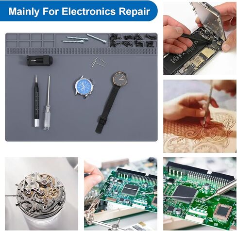 2 Pcs Watch Repair Mat, Non Slip Rubber Mat, 13.9X 10in, Watch Repair Table Mat, Watchmaker Maintenance Accessory, for Cellphone, Computer, PCB Board Electronic Repair Mat, Gray in Saudi Arabia