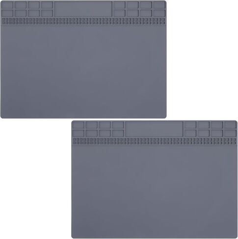 2 Pcs Watch Repair Mat, Non Slip Rubber Mat, 13.9X 10in, Watch Repair Table Mat, Watchmaker Maintenance Accessory, for Cellphone, Computer, PCB Board Electronic Repair Mat, Gray in Saudi Arabia