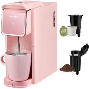 Mecity Coffee Maker Mini Single Serve Coffee Machine Compatible with K-Cup Capsule, Ground Coffee, Loose Tea, Small Coffee Pot For Home Use, RV, Apartment, Auto Shut Off 120V 1000W