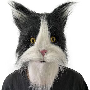 Novelty Cat Mask Latex Cute Kitten Animal Plush Deluxe Full Head Helmet Fancy Halloween Cosplay Party Costume Props