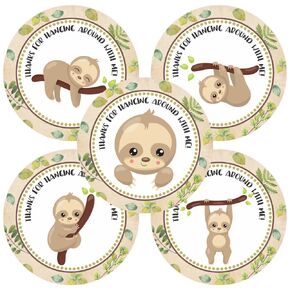 Sloth Animal Thank You Sticker Labels by Adore By Nat - Birthday Baby Shower Party for Boys and Girls - Set of 30
