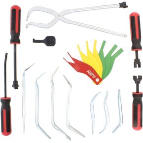 ABN Brake Drum Tool Kit 15-Piece Service Brake Kit with Spring Pliers, Brake Spoons, Pad Gauge, Brake Spring Tool