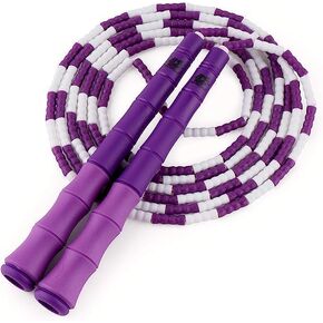Buddy Lee Beaded Speed Jump Rope – Bamboo Shaped Handles | Soft TPU Beads, High Density Nylon Rope | Perfect For Schools, Gym & Outdoor Jumping | Great for Rope Releases | Kids & Adults