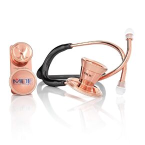 MDF Instruments, ProCardial Core™ Cardiology Stainless Steel Dual Head Adult-Pediatric Stethoscope with Adult Cardiology Bell Convertible Attachment - Free-Parts-for-Life (MDF797DD) (Rose Gold/White)