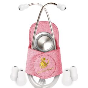 Stethoscope Holder Hip Clip with Upgraded Secure Magnetic Closure - Our Hygienic Stethoscope Clip is Designed to Hold All Brands & Styles - Includes Replacement Stethoscope Ear Tips (Sparkle)