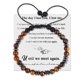 Until We Meet Again Morse Code Bracelet Handmade Bracelet Jewelry with Wood Beads Remembrance Bracelets Miscarriage Bracelet Gifts for Parents (Red Jujube wooden)