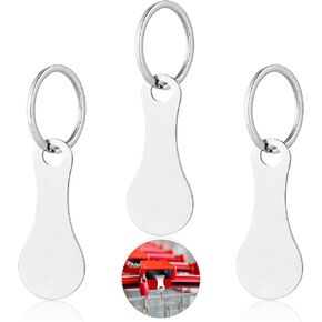 3 Pieces Stainless Steel Shopping Trolley Token, Alloy Key Ring Quarter Holder Keychain Shopping Trolley Keyring