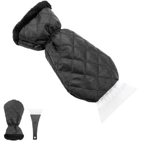 Fekey&JF Ice Scraper Mitt for Car, Waterproof Snow Remover Glove, Warm Padding Snow Scraper Gloves with Comfortable Grip for Windshield Car Window, Detachable Cleaner No Scratch for Car (Green)