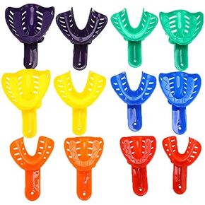 12Pcs Dental Impression Trays Plastic Teeth Holder Kit Dental Trays Materials Oral Care