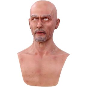 SUAISKR Silicone Old Man Mask Soft Realistic Face Skin Head Prank Mask Named Charles for Halloween Cosplay