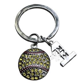 Softball Mom Rhinestone Keychain, 1 Softball Mom Keychain for Softball Player Moms