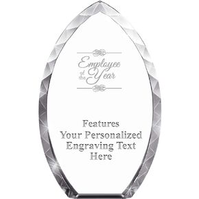 8" Tear Drop Employee of The Year Crystal Award, Custom Engraved Employee of The Year Trophy, Engraving Included, Prime