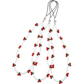 ARTIBETTER Cell Phone Strap Beaded Cell Phone Strap Hanging Beads Cherry Charm Decoration Portable Hanging Lanyard For Men Women Outdoor Work 3pcs
