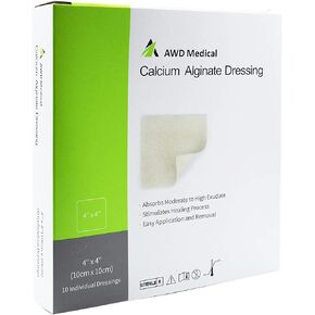 AWD Silver Calcium Alginate Dressing for Wound Care - Skin, Wound Care Products, Bandages Large Wound Care, Non Stick Pads for Wounds, Comfortable & Absorbent (4"x5", 5 Count)