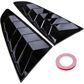SOSEGA Compatible with for Ford Mustang 2015-2023 1/4 Quarter Side 2PCS Window Louvers Scoop Cover Vent ABS Black (A Glossy Black)