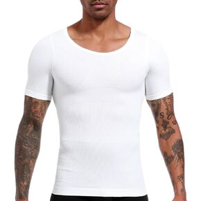 ISUP Gynecomastia Mens Slimming Body Shaper Vest, Men Compression Short Sleeve Shirt, Hide Moobs Undershirts