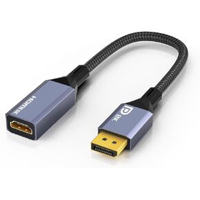 8K DisplayPort to HDMI Adapter (DP 1.4 to HDMI 2.1 Female), Uni-Directional Converter 4K 120Hz, 8K 60Hz, 2K 240Hz for PC Laptop Monitor TV