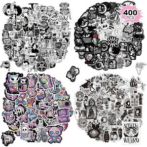400 PCS Goth Stickers,Goth Accessories,Cool Gothic Bulk Stickers for Adults,Skull Stickers for Water Bottles,Laptops,Scrapbooks