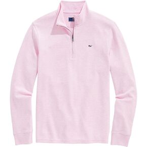 vineyard vines Men's Saltwater Quarter-Zip Pullover Sweater, Pink Cloud Solid, Medium