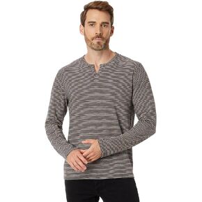 Vince Men's Slub Stripe Split Neck L/S