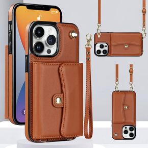 JYYVE for iPhone 12/12 Pro Case 6.1 Inch, Crossbody Purse Wristlet Shoulder Strap Trendy Protective Cover for iPhone 12/12 Pro (Rose Gold)