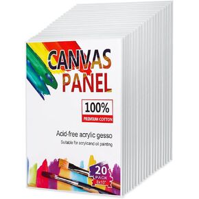 20 حزمة من لوحات القماش مقاس 8 × 10 بوصة للرسم، لوحات قماشية فارغة للرسم، ثلاثية معدة للدهانات الزيتية والأكريليك، لوحات قماش قطنية 100% للدهانات المائية الزيتية الأكريليكية، سمك 3 مم in Kuwait