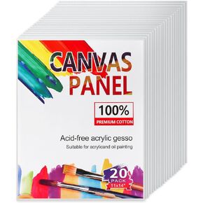 20 Pack 11x14 Inch Canvas Boards for Painting, Blank Canvases for Painting, Triple Primed for Oil & Acrylic Paints, 100% Cotton Canvas Panels for Acrylics Oil Watercolor Tempera Paints, 3mm Thickness
