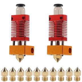 MELIFE 2PCS MK8 3D Printer Extruder with 10pcs 0.4mm Brass Nozzle, 3D Assembled Extruder Hotend Kit Compatible with Creality CR Series/Ender Series.