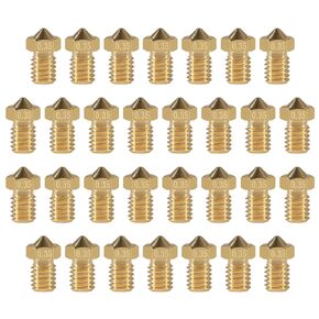 UMLIFE 30PCS M6 0.5mm Extruder Nozzles 3D Printer Brass Nozzles Brass Nozzle Extruder Print Head for 1.75mm Filament for E3D V5 V6 3D Printer