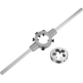 uxcell Die Stock Handle Wrench Set, 5/8-24 UNEF Round Die and 38mm Die Holder (Fits 1/2"-5/8" (UNC/UNF) / Metric M12-M14 / 38mm OD Dies) for Bolt Thread Repair