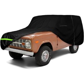Waterproof Car Cover Compatible with 1965-1977 Ford Bronco Sport/Ranger Accessories, 210T All Weather Car Covers with Zipper&Lock for Car Dust Snow Rain Hail Protection