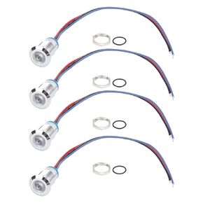 Fafeicy LED Indicator Light, 4 Sets 12mm 3-6V PreWired Round LEDs 2Color Light Common Anode Electrode (Red and Blue), Buttons and Indicators