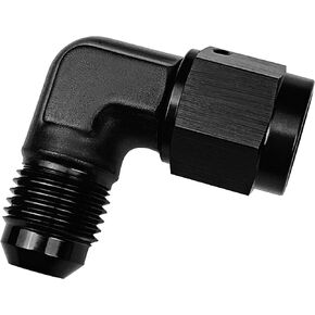 Female 3AN to Male 3 AN Flare 90 Degree Hose Union Bulkhead Fuel Fitting Adapter Forged Elbow Swivel Hose Connector Black Alumiunm Anodized