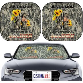 Maizi Automotive Windshield Sunshades 2 Piece Universal Fit Automotive Windshield Sunshade Fits Most Pickup, Sedan, Van, Mini Truck Design for Veteran Memorial Car Windshield Sunshade - Forever Reme