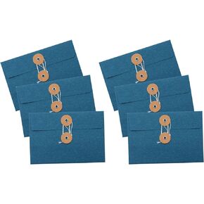 15 Kraft Paper Envelopes Brown Folders Greeting Card/Document/File Envelopes Beautiful Craft Envelopes with Button & String Tie Closure, Blue, 6.7"x4.5"