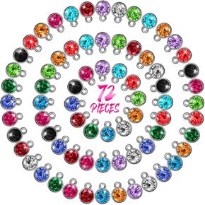 Hicarer 72 Pcs Crystal Birthstone Charms DIY Beads Pendant Crystal Charm for Jewelry Necklace Bracelet Earring Making, 7 mm