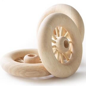 Pinehurst Crafts Large Wooden Spoked Toy Wheels, 3-Inch Diameter x 5/8-Inch Thick (Axles Included), Pack of 4 SpokedWheels_3Inch_4pk SpokedWheels_3Inch_4pk