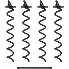 7Penn Ground Anchors Screw in 4 Pack - 16 Inch Sky Blue Spiral Dog Leash Ground Anchor Tie Down - Heavy Duty RV Canopy Stakes for High Wind Camping Tents with 475 lbs Pull Force