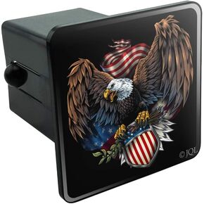 Patriotic Eagle USA American Flag Shield Tow Trailer Hitch Cover Plug Insert