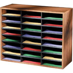 Fellowes 24-Compartment Literature Organizer, Letter Size, Medium Oak (25043)