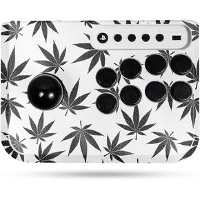 Glossy Glitter Gaming Skin Compatible With Hori Fighting Stick Mini (PS5, PS4, PC) - Pot Leaves Black - Premium 3M Vinyl Protective Wrap Decal Cover - Easy To Apply | Crafted in the USA by MightySkins