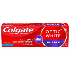Colgate Optic White Purple Toothpaste for Teeth Whitening, Teeth Whitening Toothpaste with Fluoride, Helps Remove Surface Stains and Polishes Teeth, Enamel-Safe for Daily Use, Mint, 3 Pack, 4.2 oz