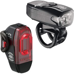 Lezyne KTV Drive/KTV Pro Smart | LED Bike Light Front and Rear Set, Silver/Black, Road, Gravel, Mountain, Commuter