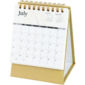 Small Desk Calendar from Jun 2023 - Dec 2024, Portable Marble Desk Calendars with Vintage Gold Coil for Home Office School (1 Pack)