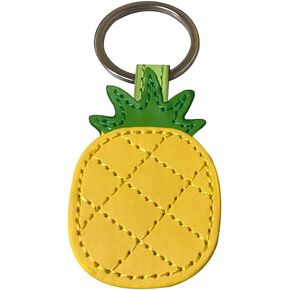 Cute Keyring, Pineapple Keychain Handmade Leather Keychain Bag Charm Car Cell Phone Decor Ornament, Gifts for Her (Yellow)