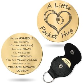 Birthday Gift Pocket Hug Token Little Reminder Keychain,Motivational Mental Health Cancer Gifts for Women Graduation Gifts